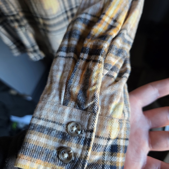 NWOT La la Island Upcycled Yellow/black Flannel, Creek Ranch Wyoming Size S - Picture 9 of 12